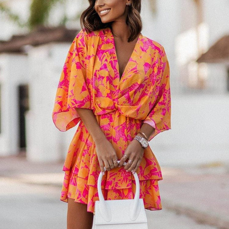 Women’s Floral V-Neck Mini Dress