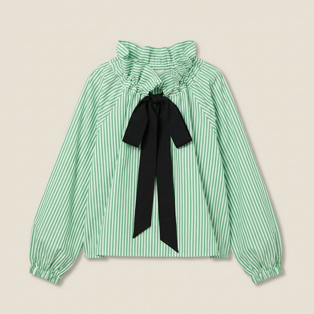 Women's Blouse Ruffle Collar Puff Sleeve