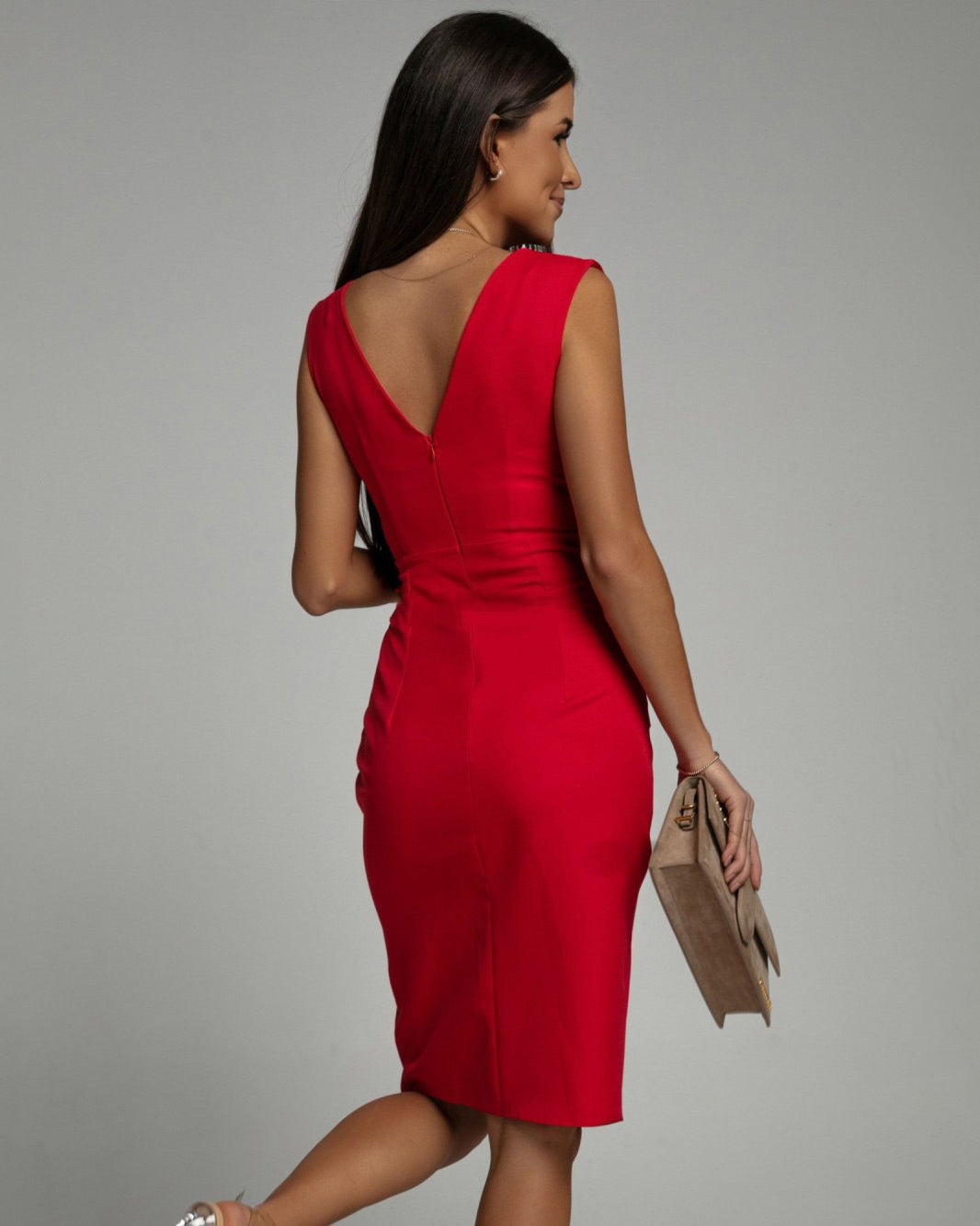 Women’s V-Neck Cocktail Dress with Slit
