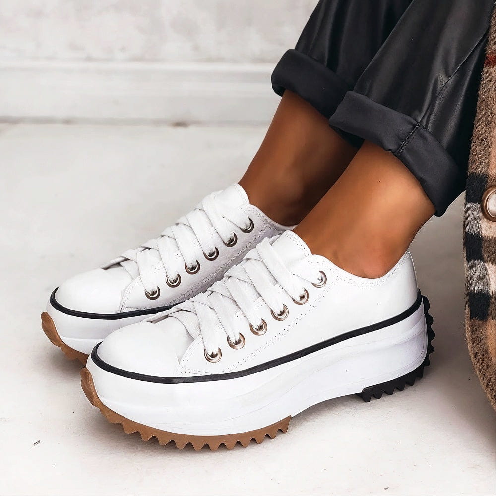 Women’s Leather Platform Trainers White