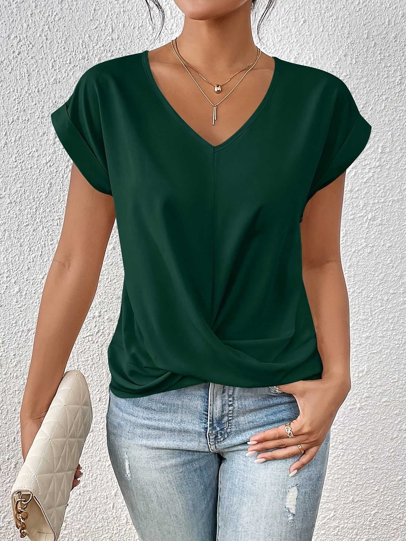 Women’s Sweetheart Neck Short Sleeve T-Shirt Green