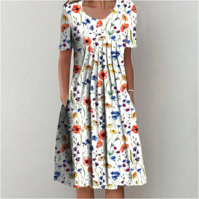 Women’s Printed Midi Dress White red