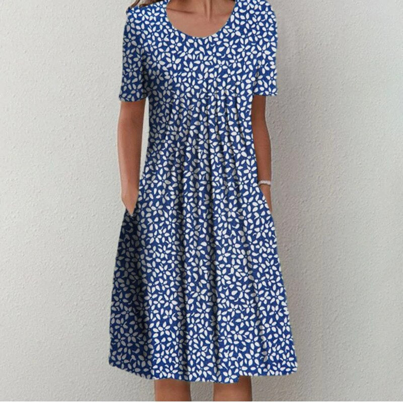 Women’s Printed Midi Dress Blue
