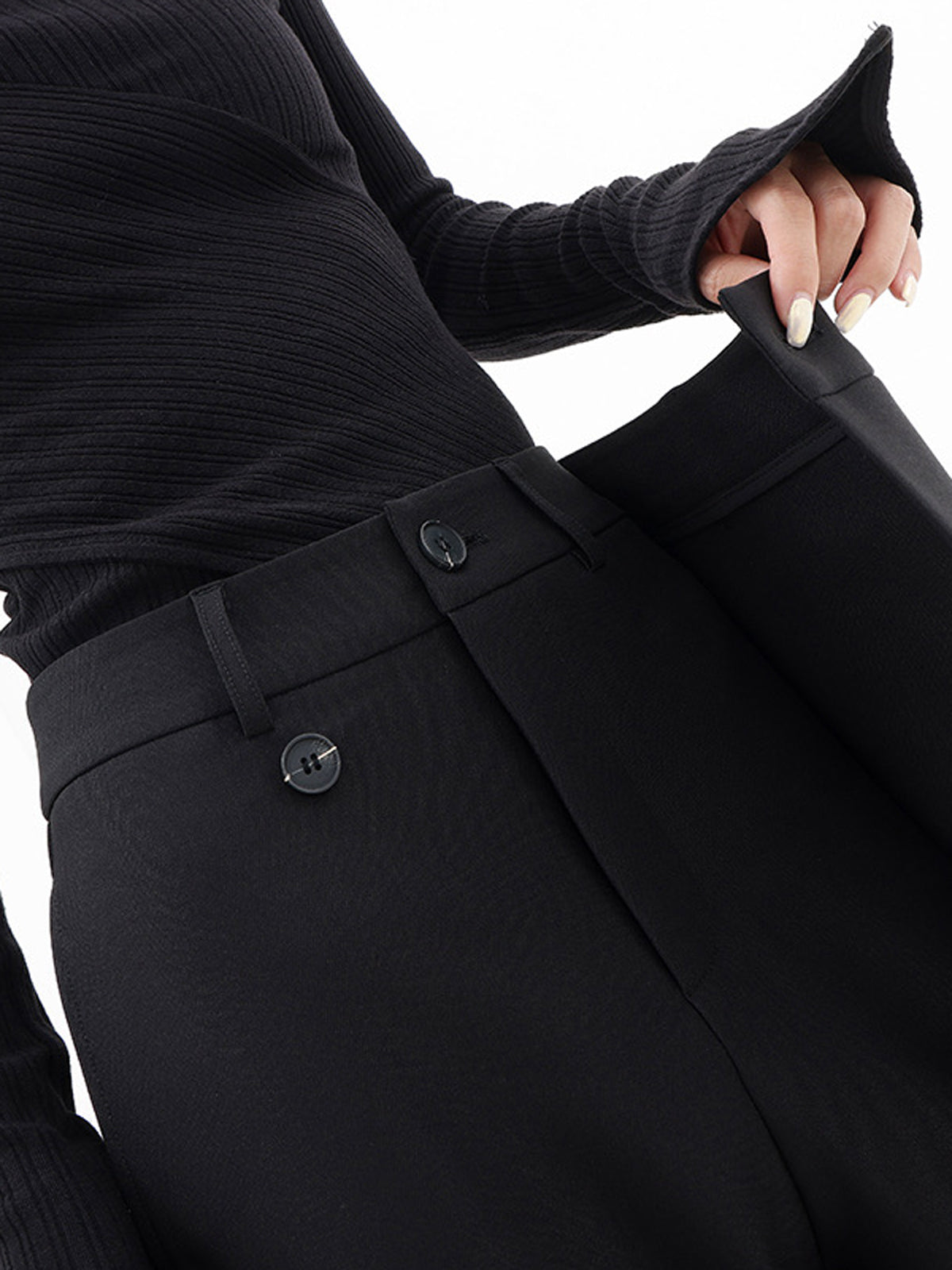 Women’s Wide Leg Trousers | Asymmetric Button Waist