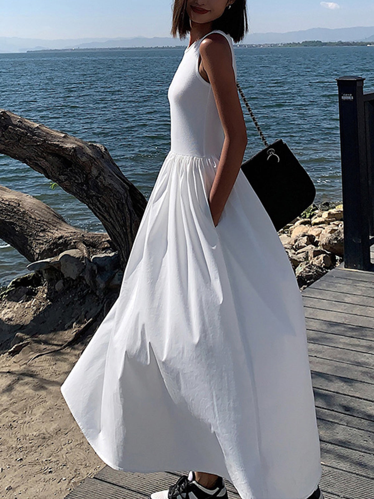 Women’s Crew Neck Maxi Dress White