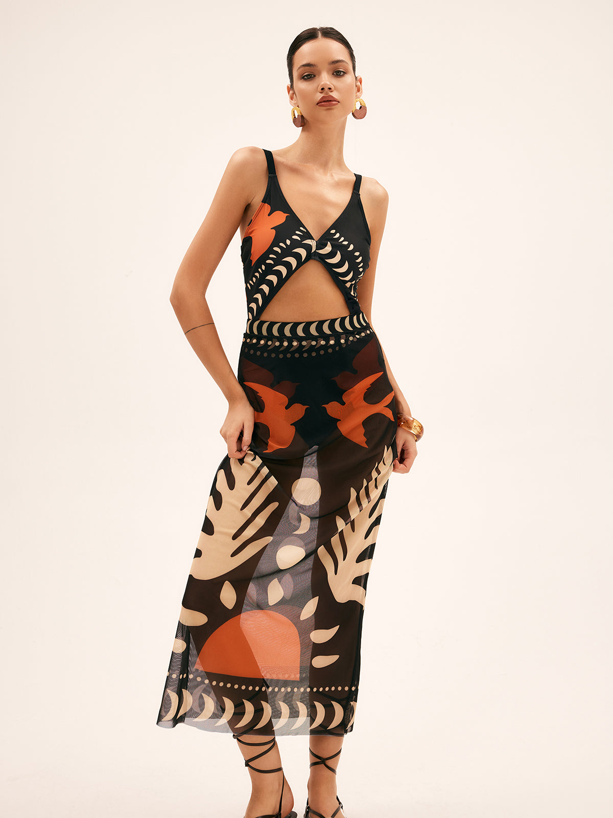 Women’s Mesh Cover Up Maxi Skirt Black