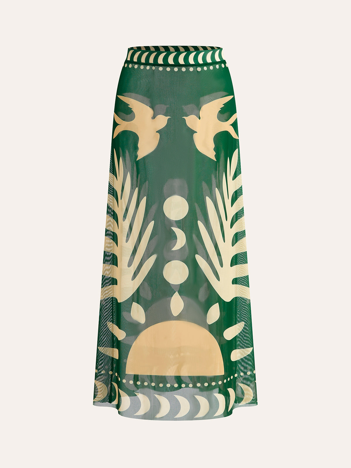 Women’s Mesh Cover Up Maxi Skirt Dark Green