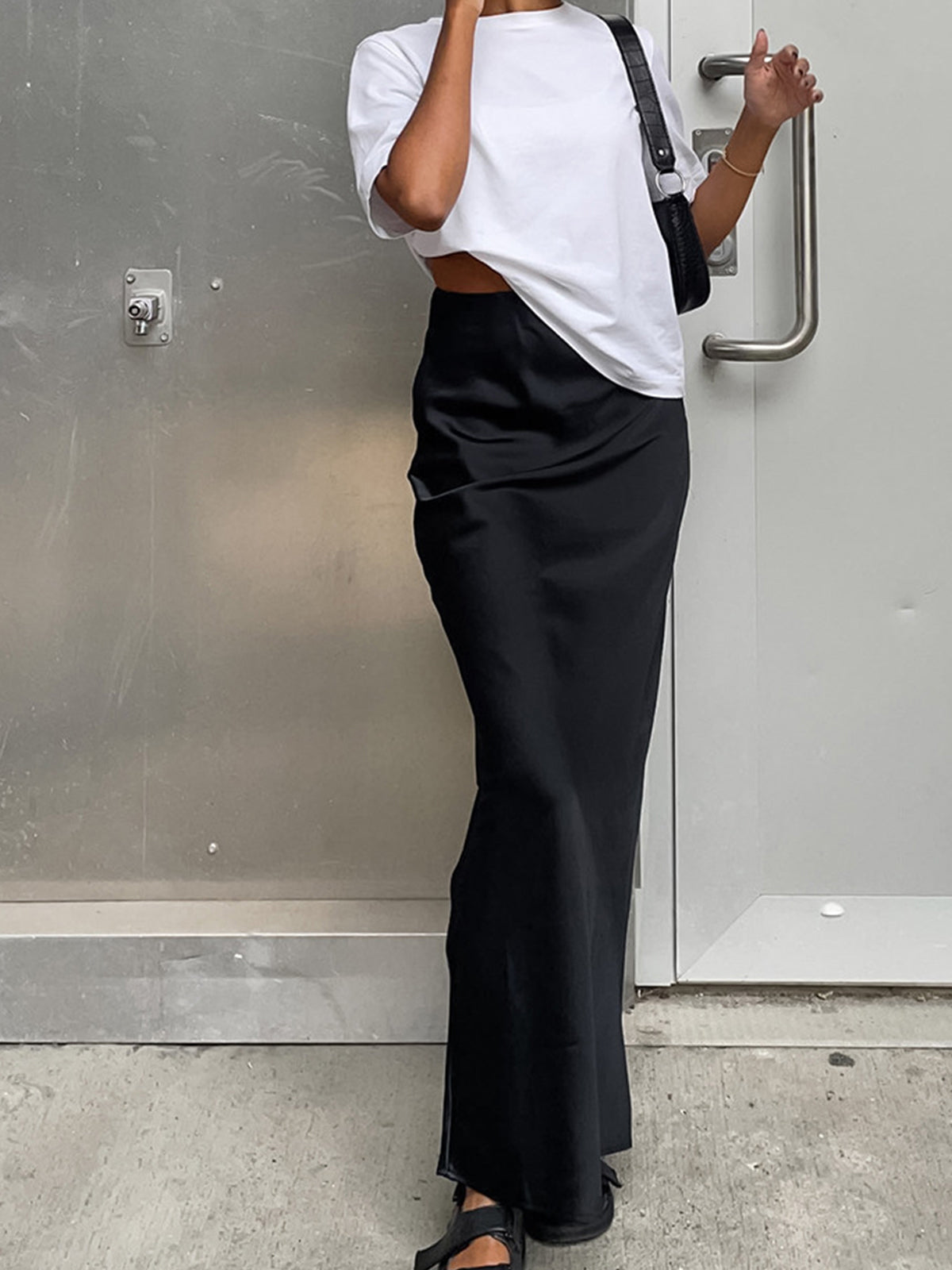 Women’s Satin Utility Maxi Skirt