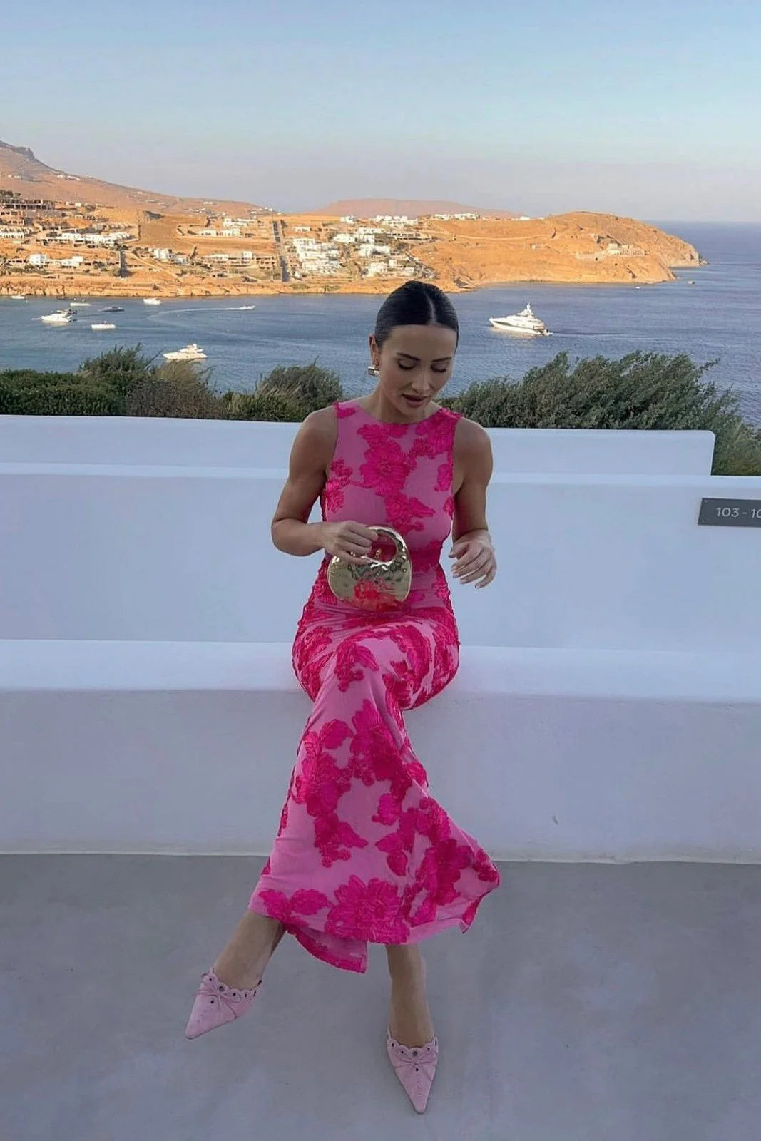 Women’s Floral Maxi Dress | Racer Neck
