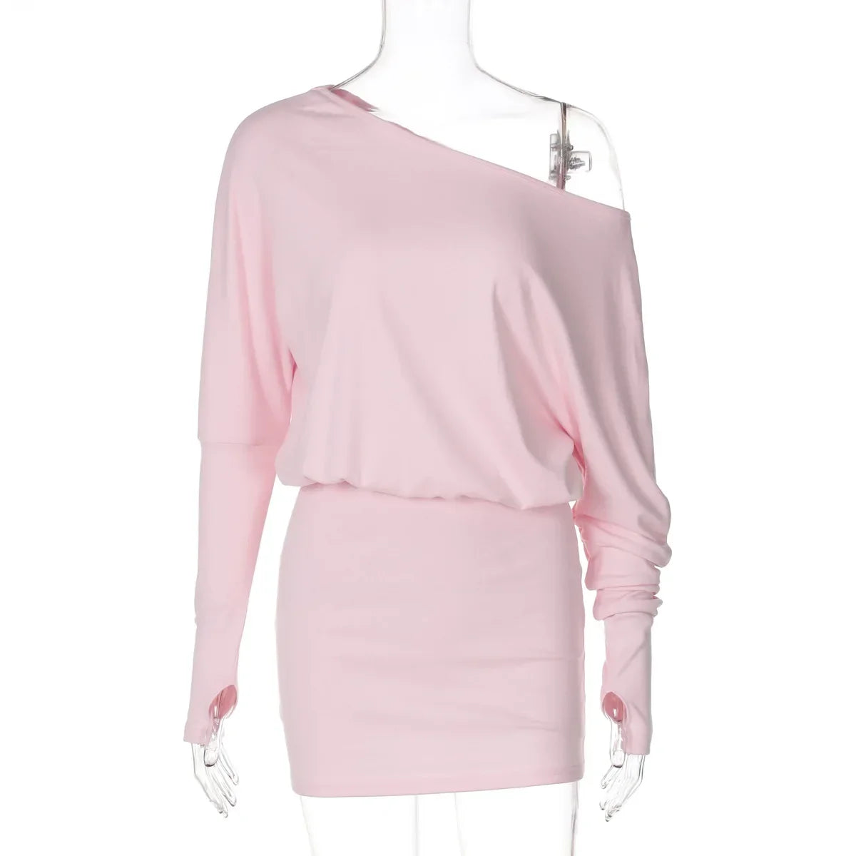 Women’s Mini Dress | Off-Shoulder Ruched Bodycon Pink