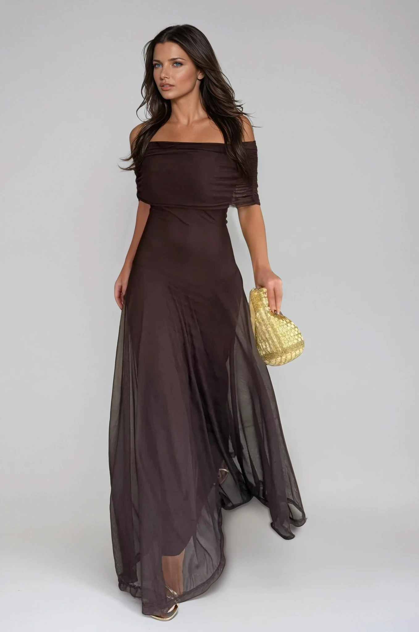 Women’s Off-Shoulder Chiffon Maxi Dress