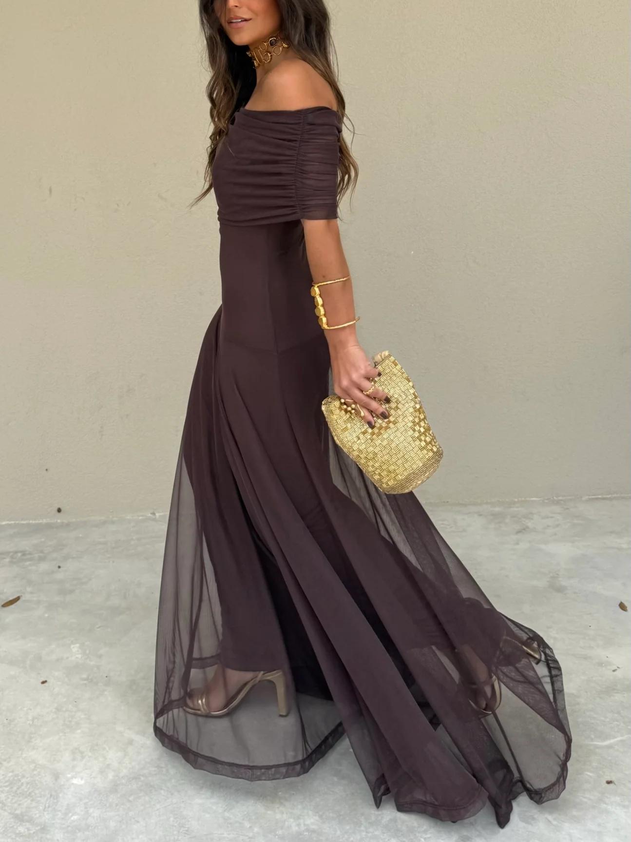 Women’s Off-Shoulder Chiffon Maxi Dress