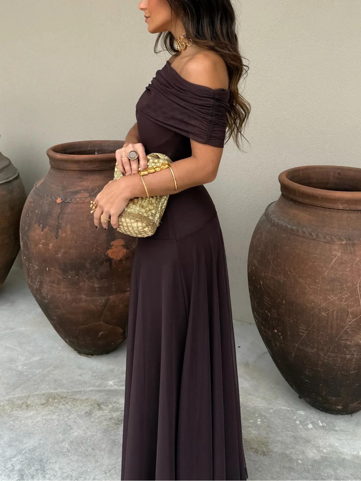 Women’s Off-Shoulder Chiffon Maxi Dress