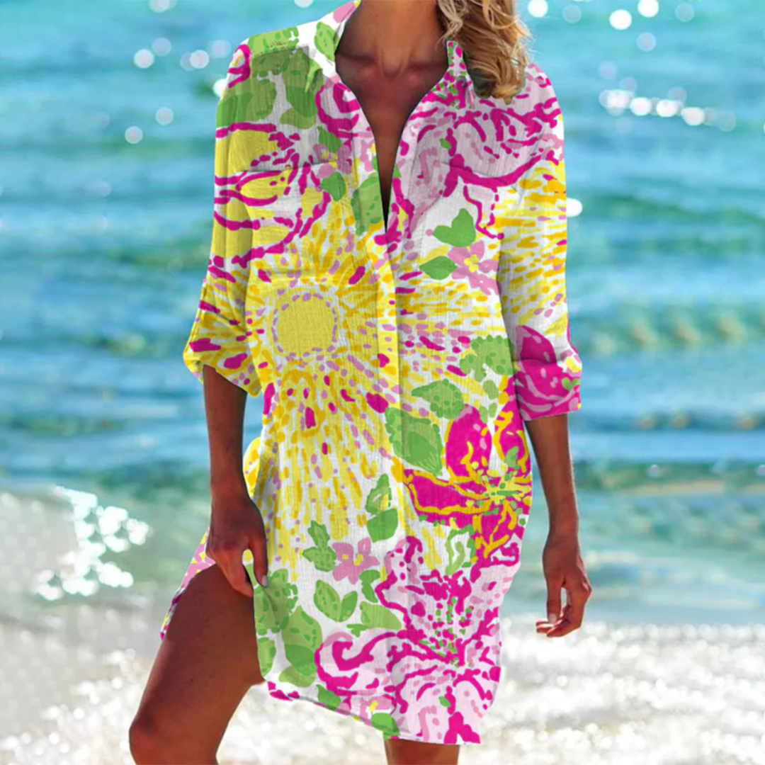 Sophie - Robe Chemise Classique Yellow floral