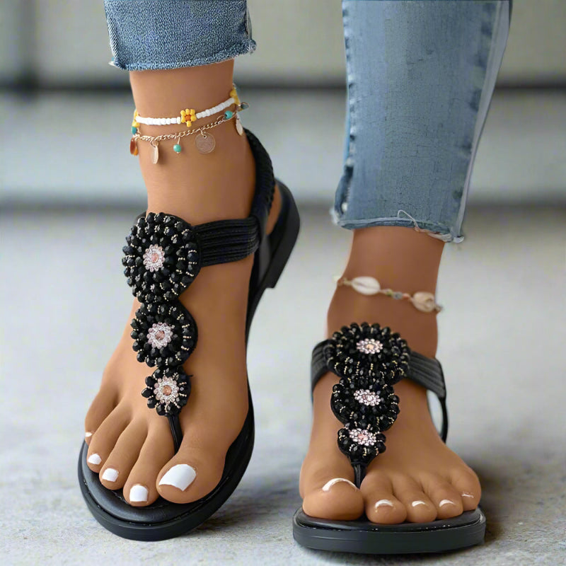 Women’s Slingback Flat Sandals | Rhinestone
