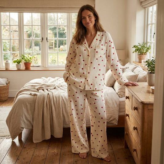 Women’s Heart Print Pyjama Set