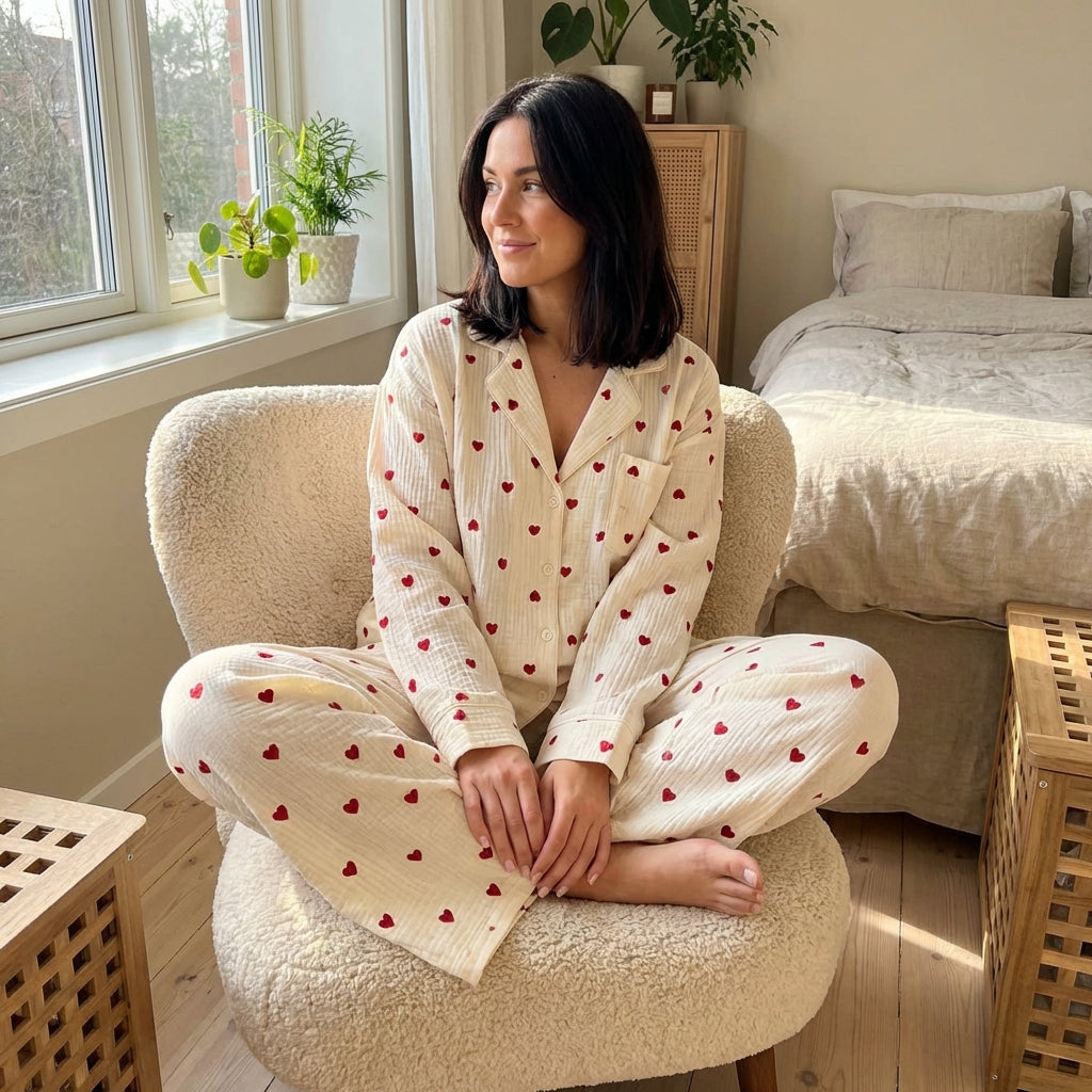 Women’s Heart Print Pyjama Set
