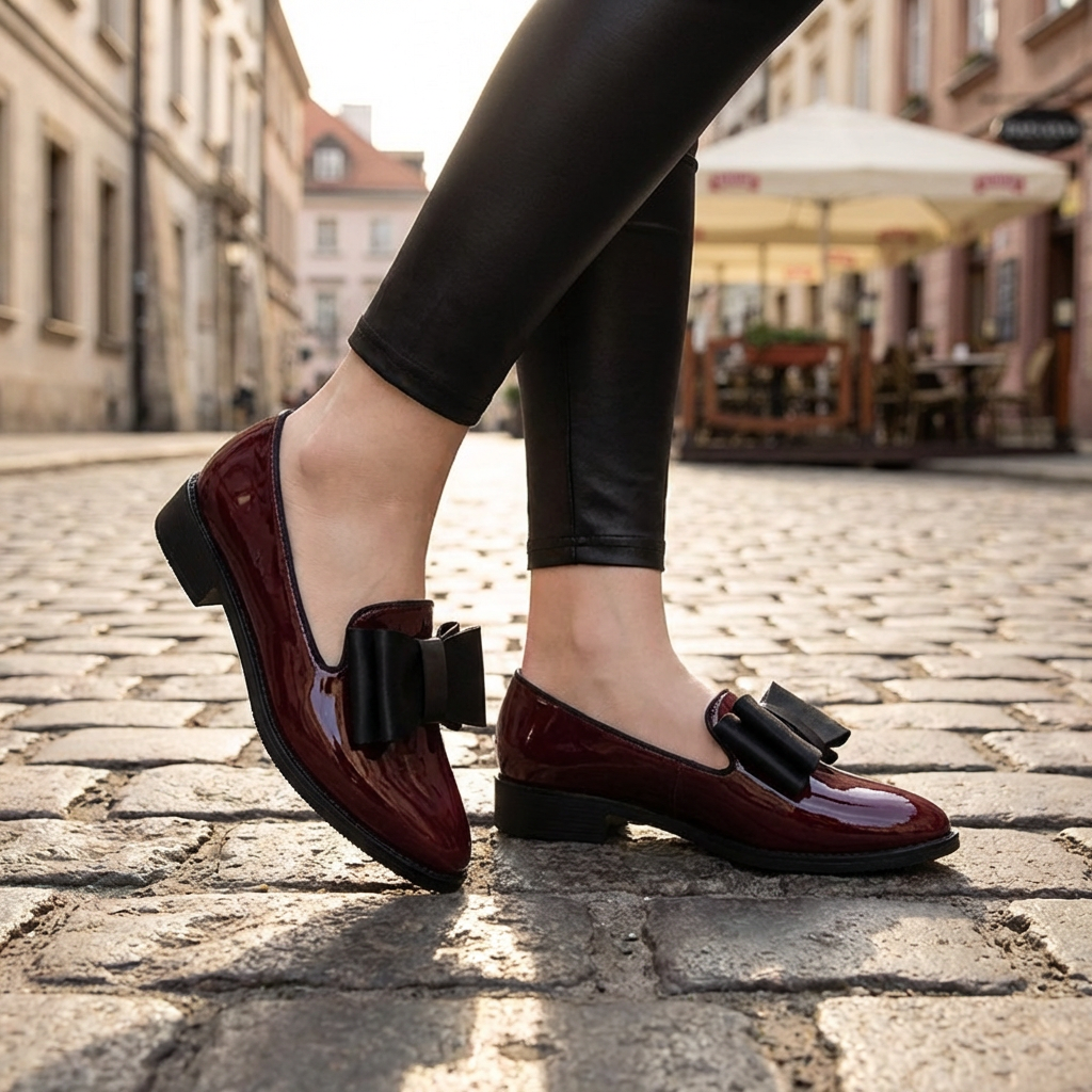 Women’s Bow Block Heels | Pointed Toe Wine Red