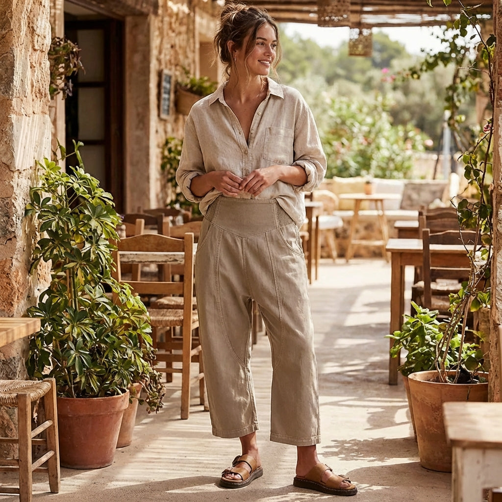 Women’s Wide Leg Trousers | Linen Blend