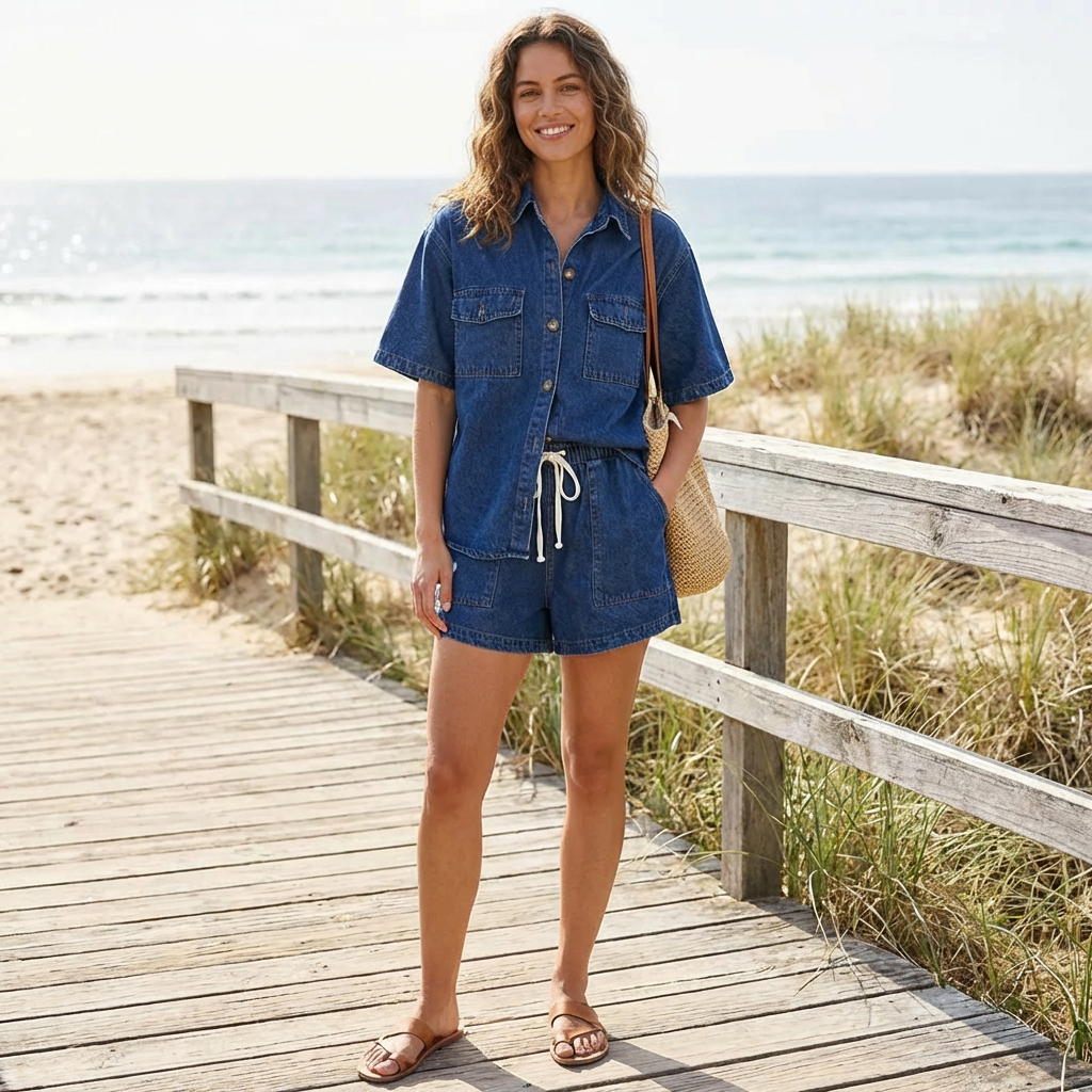 Women’s Denim Two-Piece Set