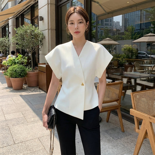 Women’s V-Neck Button Down Blouse