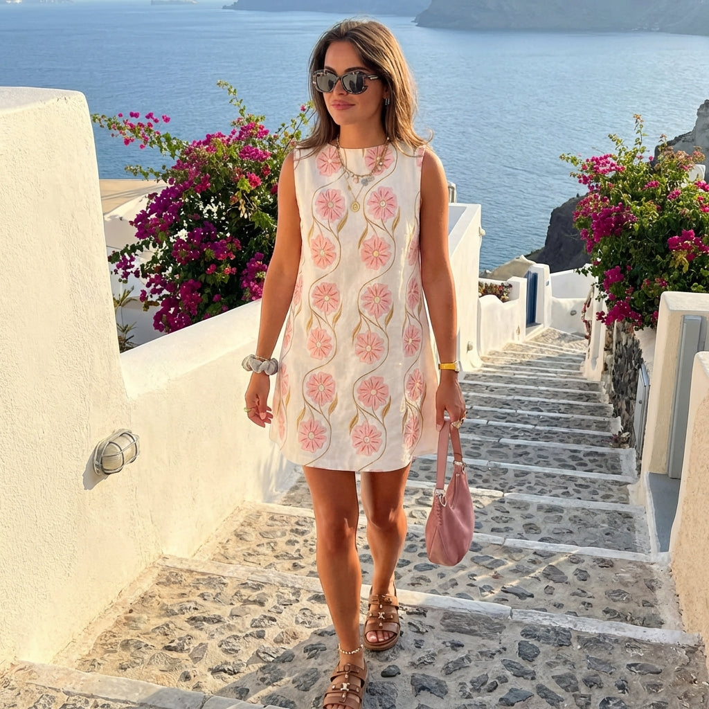 Women’s Floral Linen Blend Mini Dress