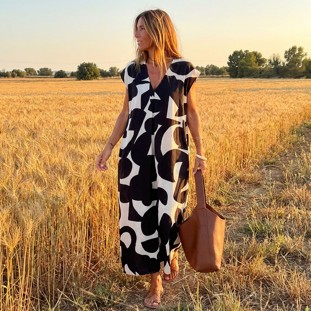 Women’s V-Neck Printed Dress