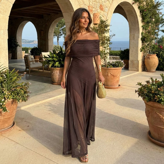 Women’s Off-Shoulder Chiffon Maxi Dress