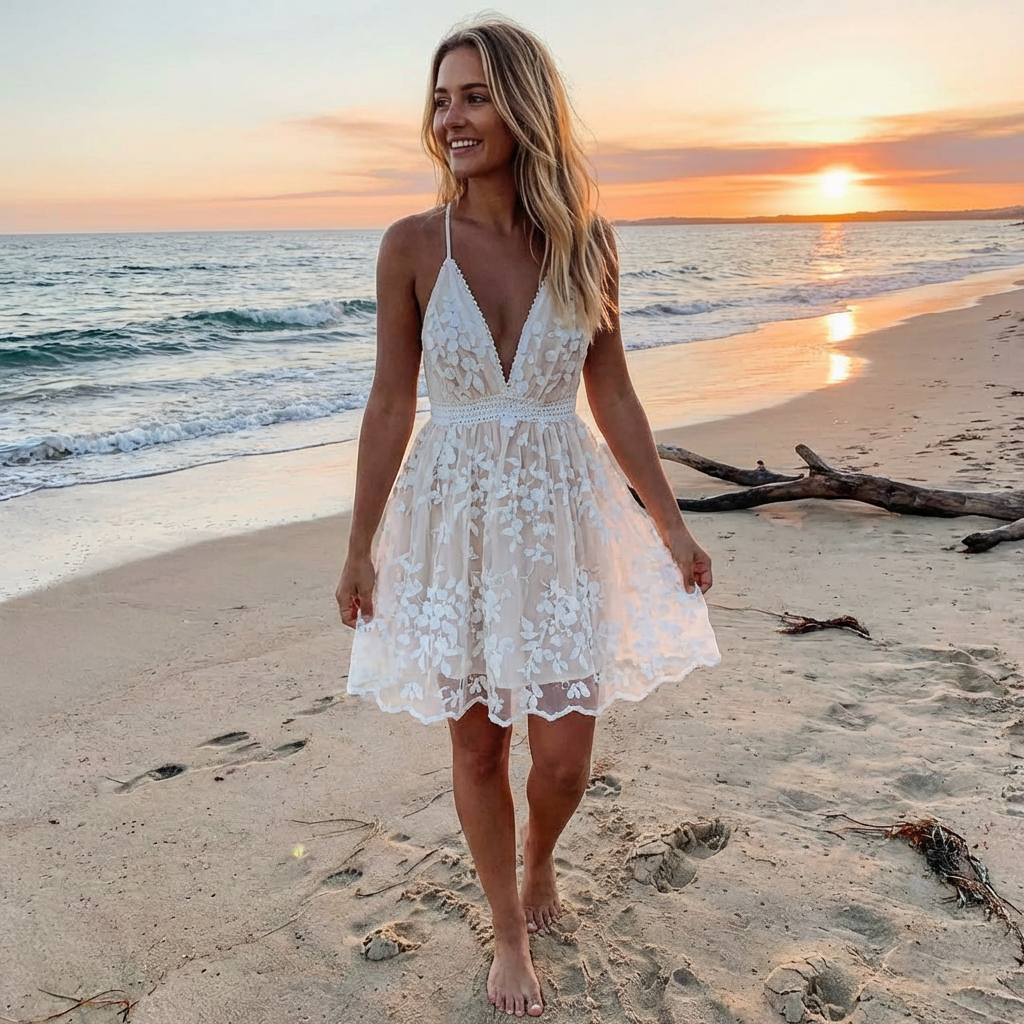 Women’s White Lace Mini Dress