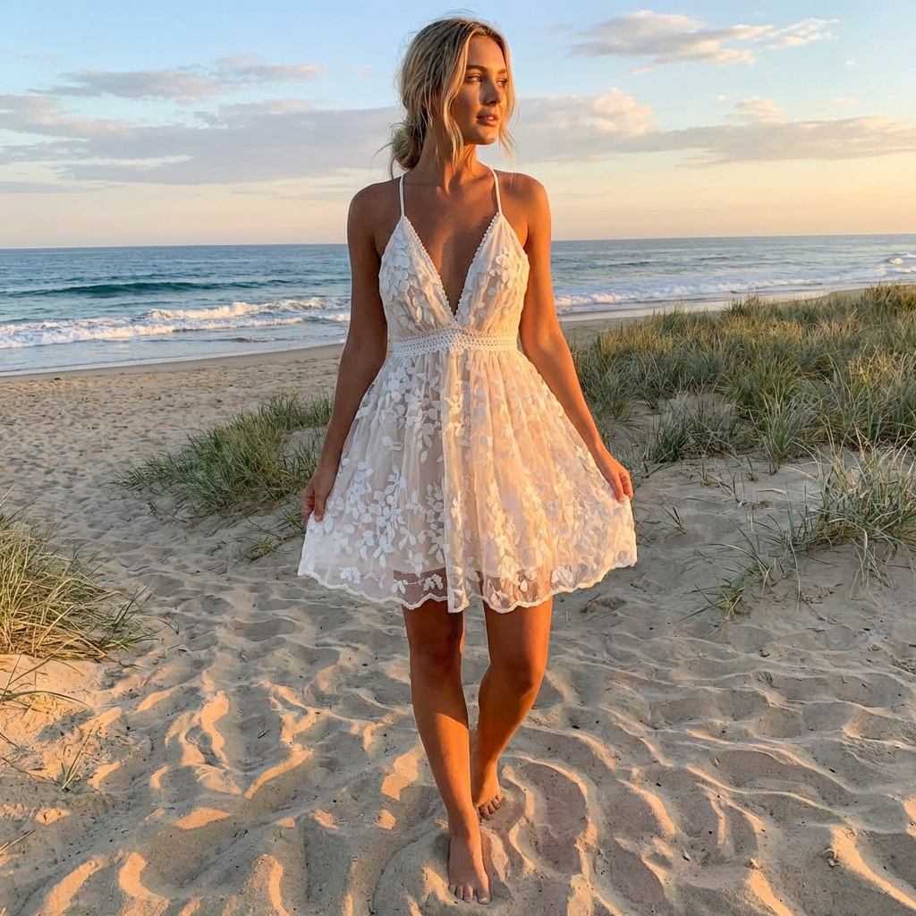 Women’s White Lace Mini Dress