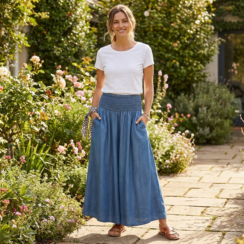 Women’s High Waisted Wide Leg Skirt