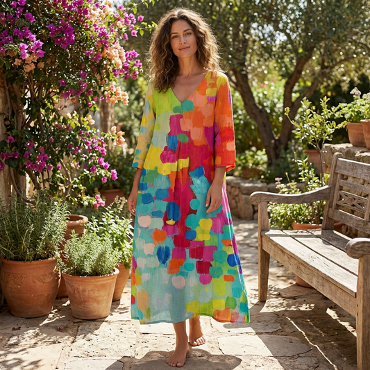 Women’s V-Neck Printed Dress