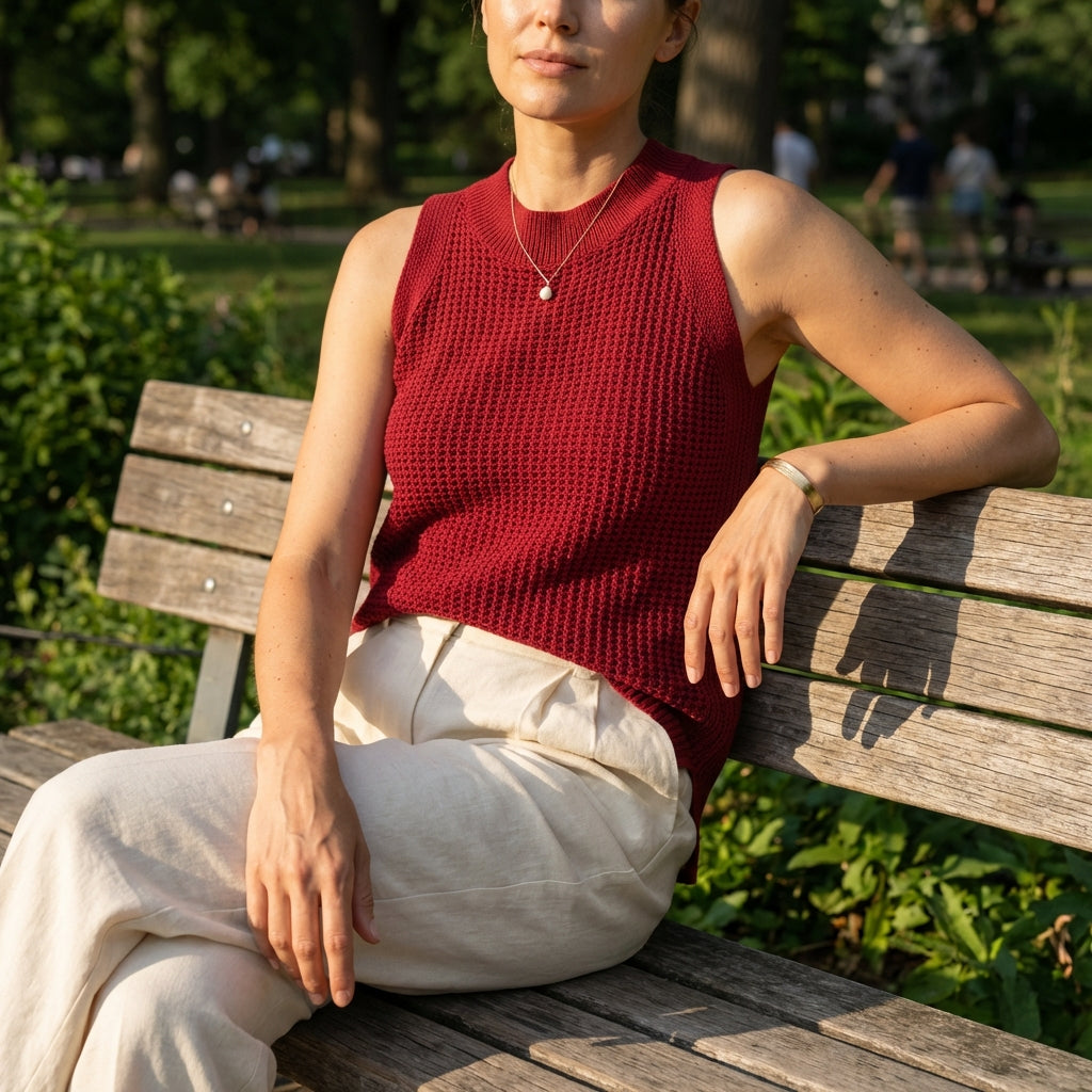 Women’s Open-Knit Tank Top | Crew Neck
