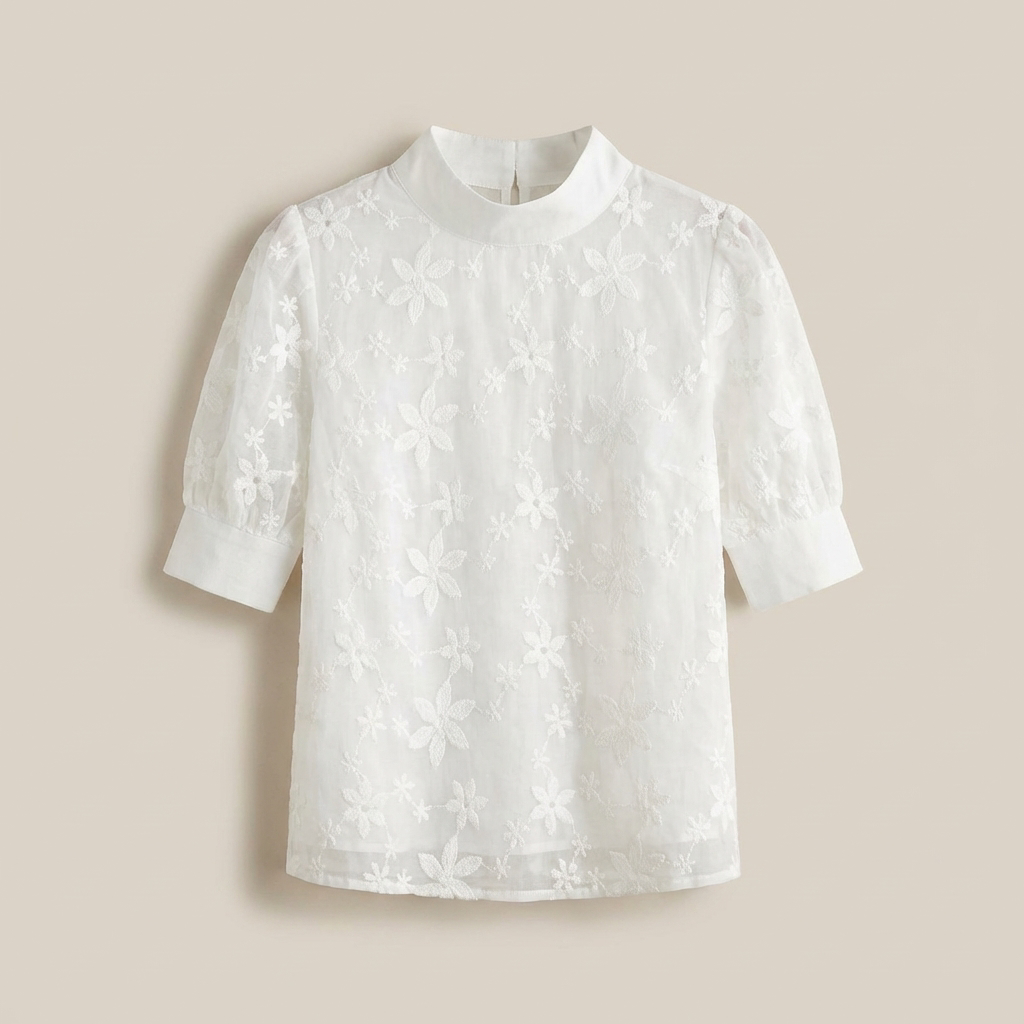 Women’s Stand Collar Half Sleeve Blouse
