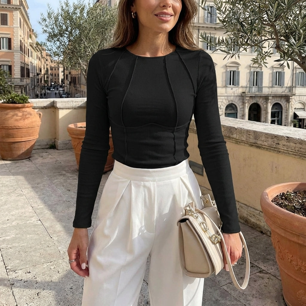 Women’s Fitted Long Sleeve Top Black