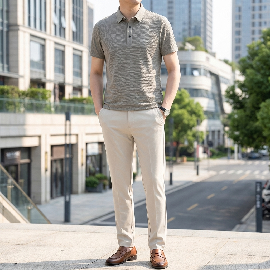 Men’s Short Sleeve Polo Shirt Khaki
