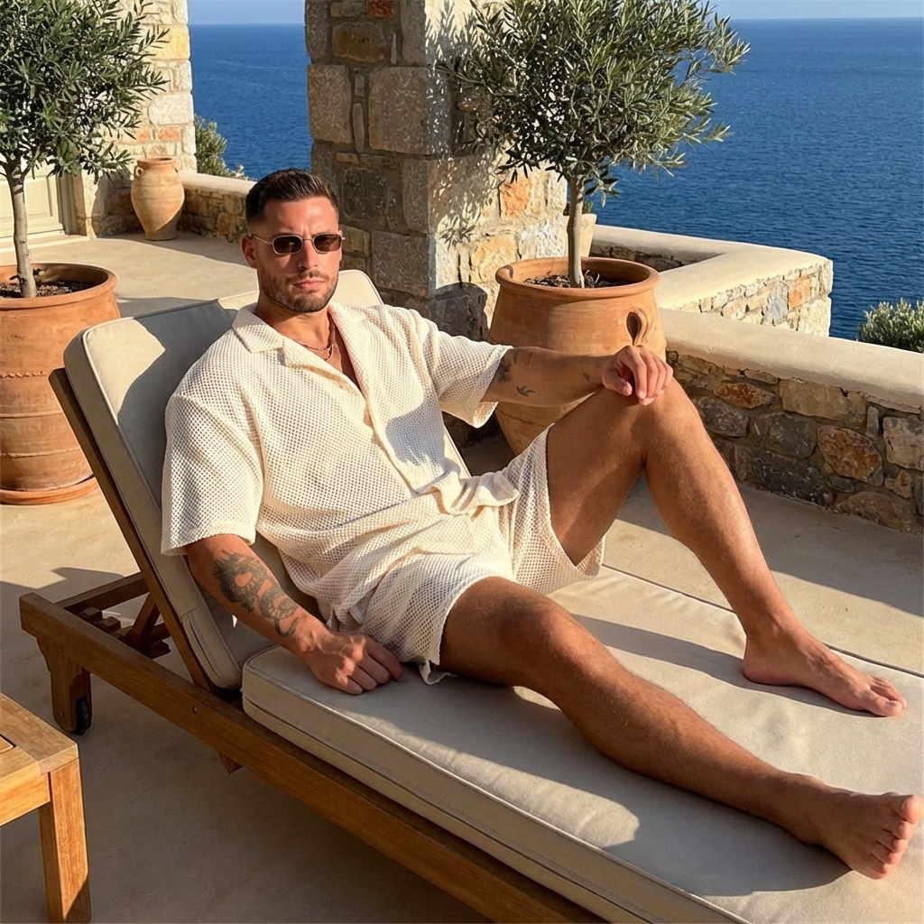 Men’s Vintage Two Piece Set White
