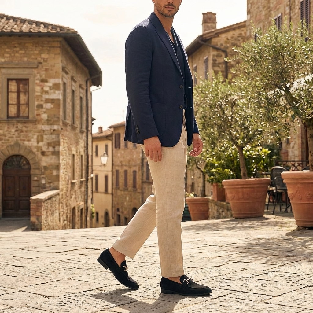 Men's Suede Loafers Metal Detail