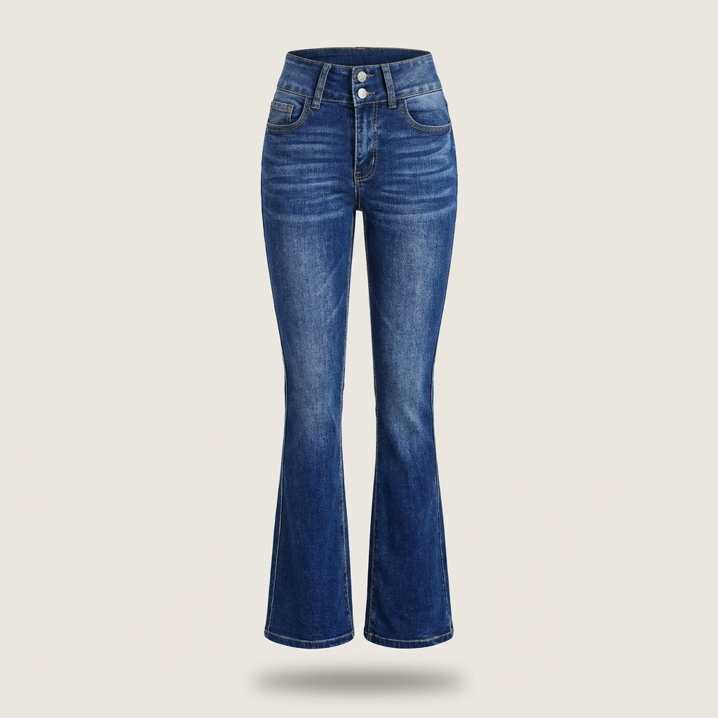 Women’s High-Waisted Flared Jeans – Retro Wide-Leg Denim