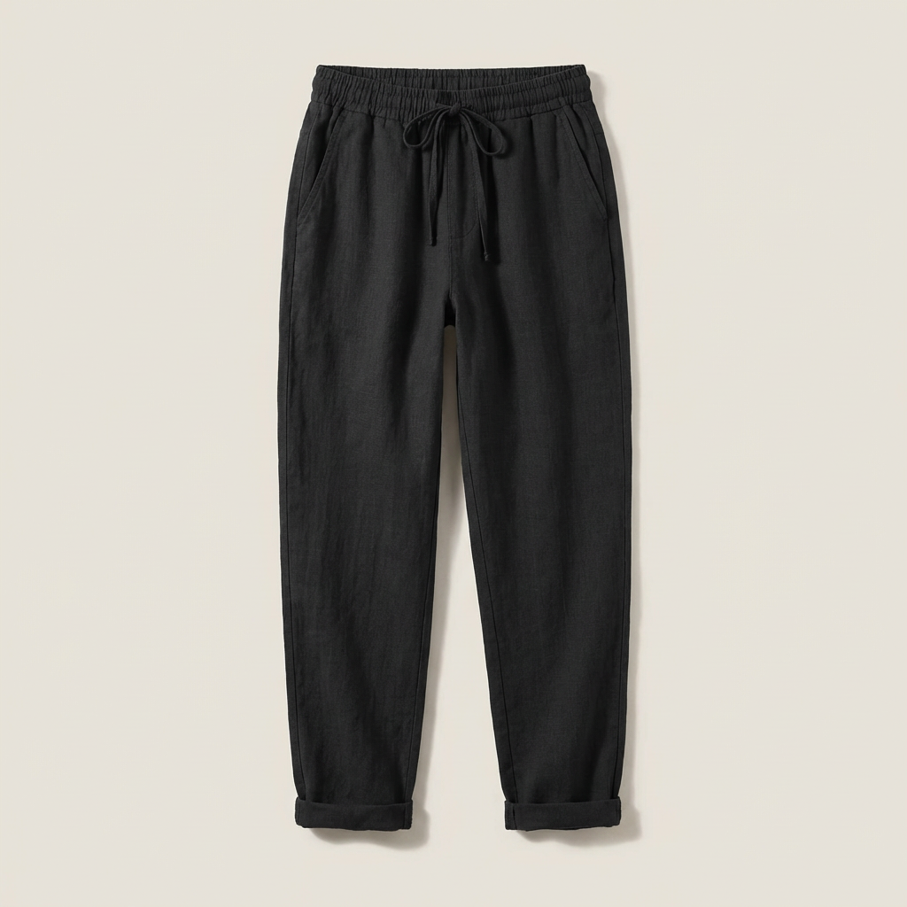 Women Cotton Linen Trousers Elastic Waist