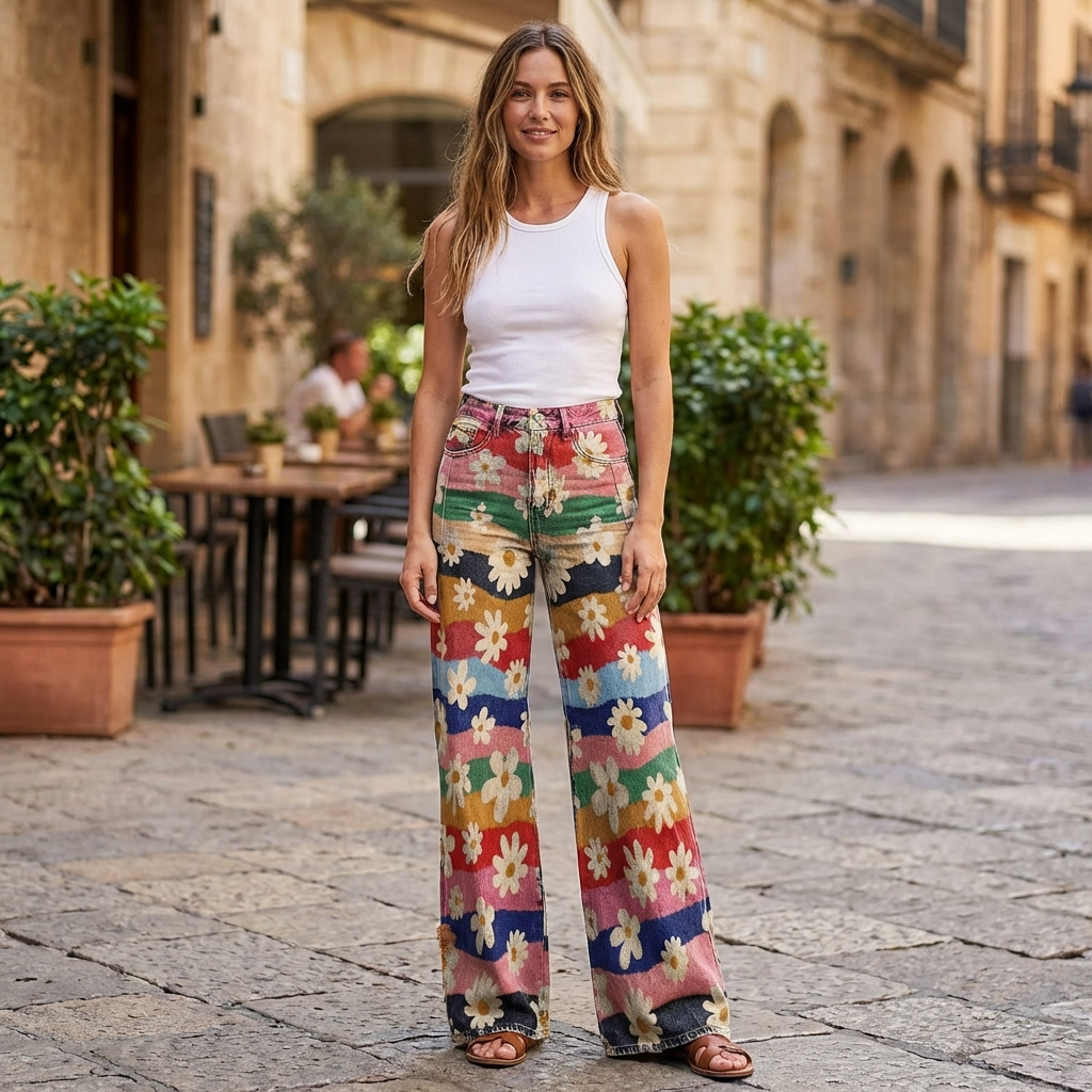 Women Floral Wide Leg Trousers