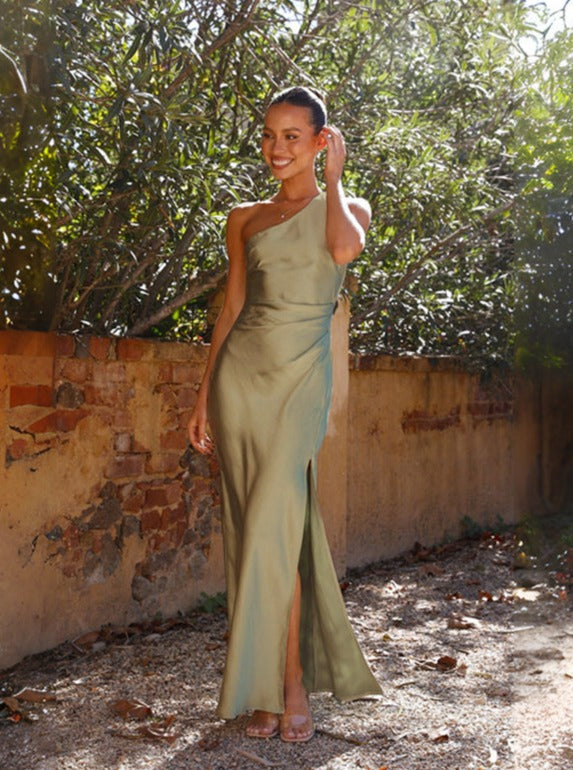 Women’s One-Shoulder Maxi Dress | Asymmetric Slit