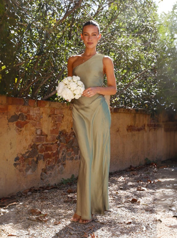 Women’s One-Shoulder Maxi Dress | Asymmetric Slit